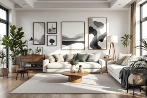 A photograph of a beautifully renovated interior space that showcases a blend of modern and traditional design elements